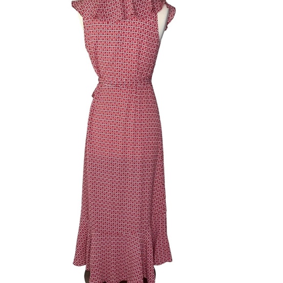 Max Studios Wrap Dress Ruffled Frills Figure Flattering Gorgeous for Spring Med - Picture 3 of 14